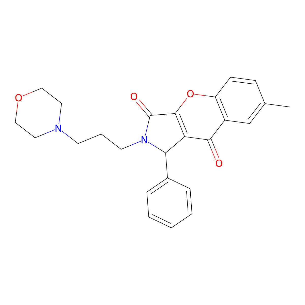 7-Methyl-2-(3-morpholinopropyl)-1-phenyl-1,2-dihydrochromeno[2,3-c]pyrrole-3,9-dione molecular structure, CAS 631881-55-5