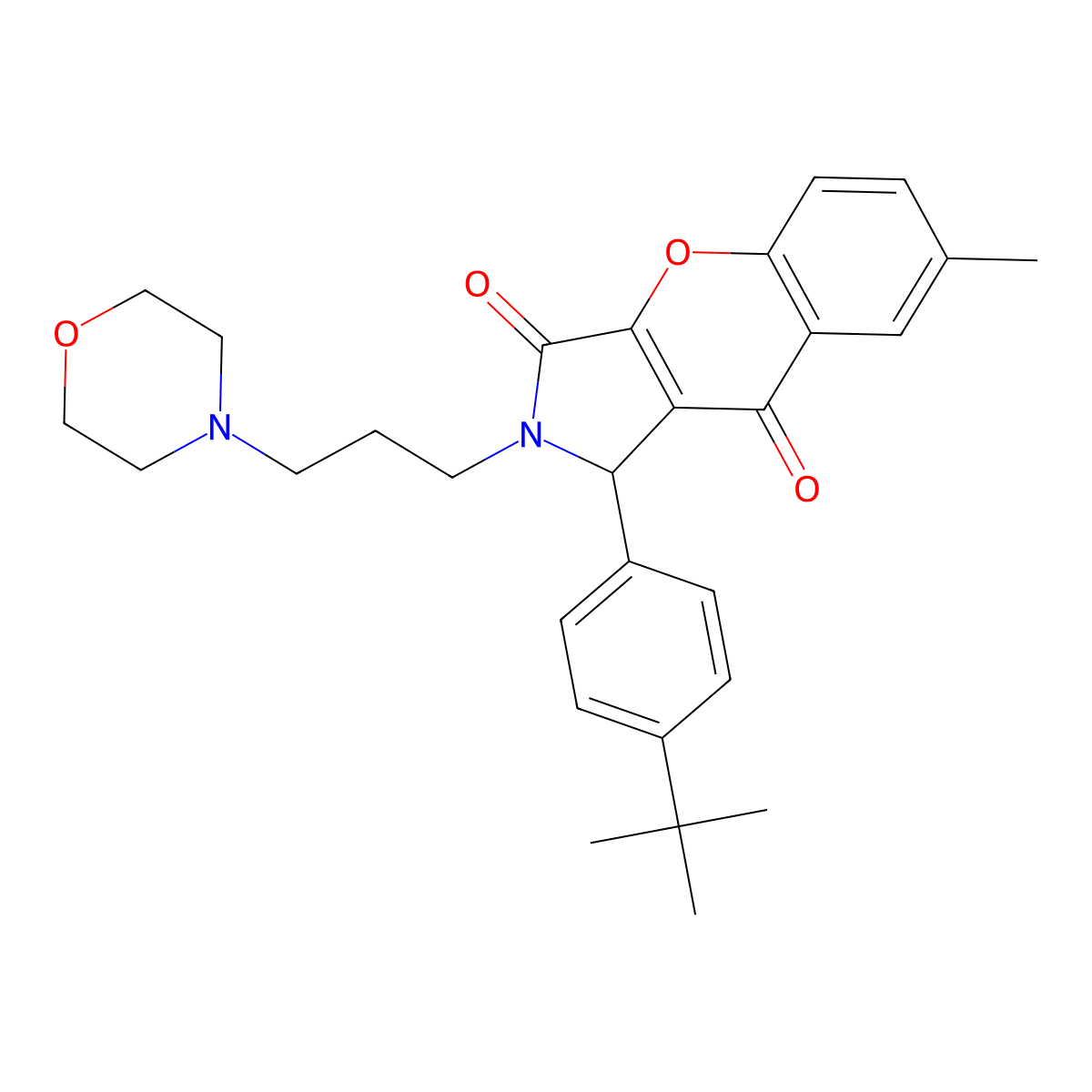 1-(4-(Tert-butyl)phenyl)-7-methyl-2-(3-morpholinopropyl)-1,2-dihydrochromeno[2,3-c]pyrrole-3,9-dione molecular structure, CAS 631881-71-5