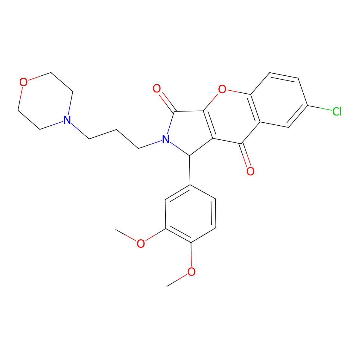 7-Chloro-1-(3,4-dimethoxyphenyl)-2-(3-morpholinopropyl)-1,2-dihydrochromeno[2,3-c]pyrrole-3,9-dione molecular structure, CAS 631882-50-3