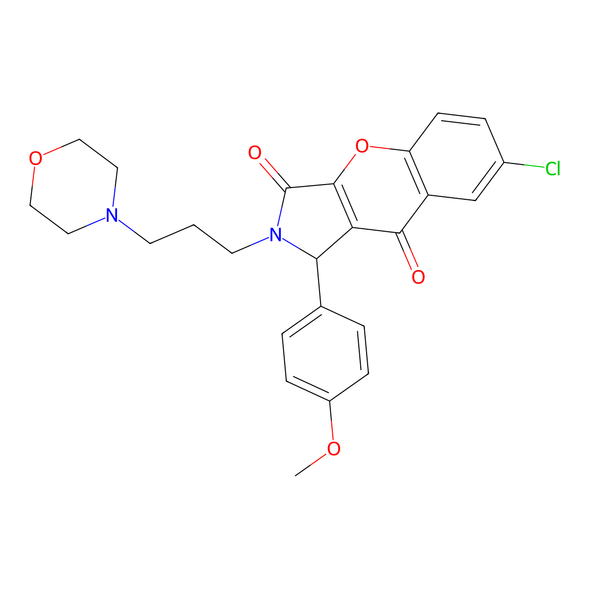 7-Chloro-1-(4-methoxyphenyl)-2-(3-morpholinopropyl)-1,2-dihydrochromeno[2,3-c]pyrrole-3,9-dione molecular structure, CAS 631882-82-1