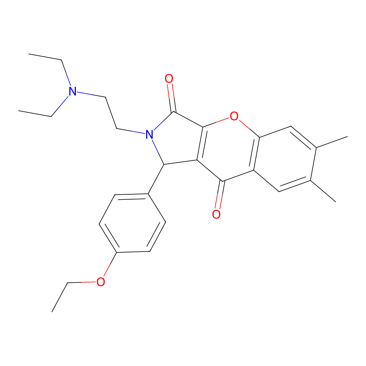 2-(2-(Diethylamino)ethyl)-1-(4-ethoxyphenyl)-6,7-dimethyl-1,2-dihydrochromeno[2,3-c]pyrrole-3,9-dione molecular structure, CAS 631883-57-3