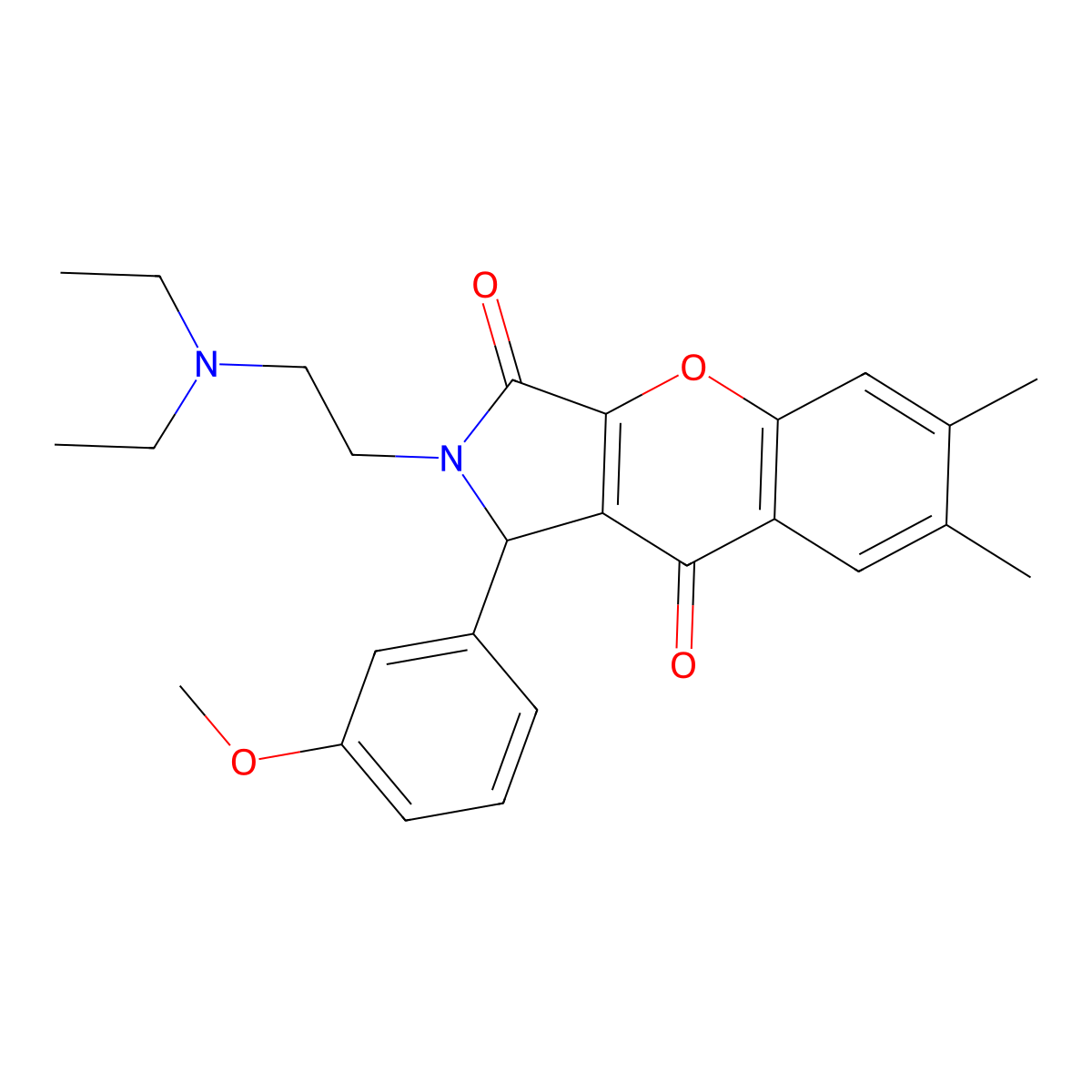2-(2-(Diethylamino)ethyl)-1-(3-methoxyphenyl)-6,7-dimethyl-1,2-dihydrochromeno[2,3-c]pyrrole-3,9-dione molecular structure, CAS 631883-76-6