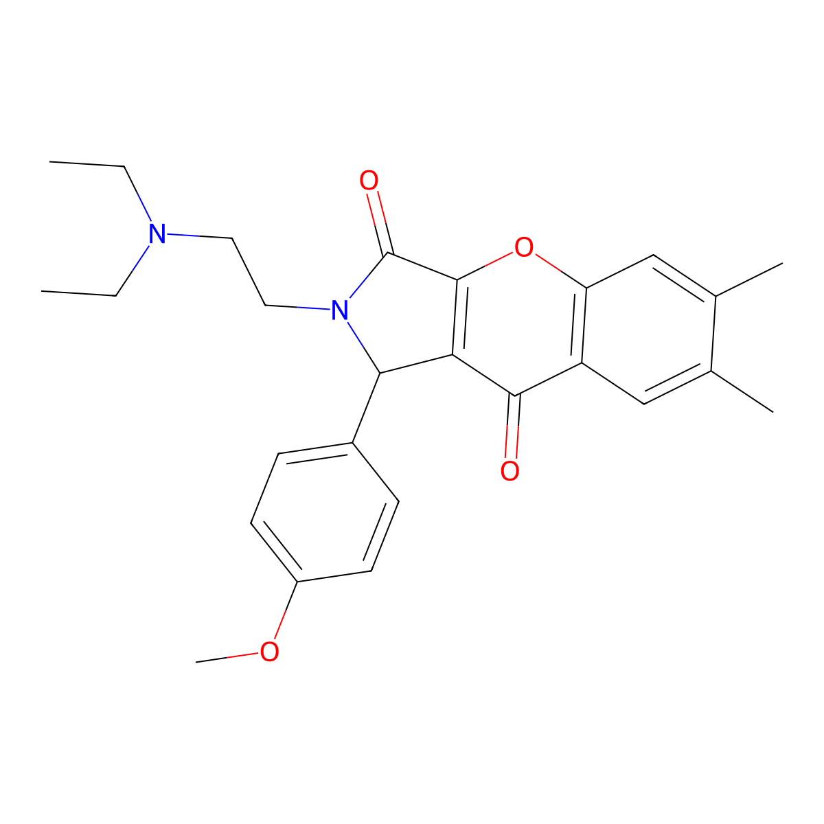 2-(2-(Diethylamino)ethyl)-1-(4-methoxyphenyl)-6,7-dimethyl-1,2-dihydrochromeno[2,3-c]pyrrole-3,9-dione molecular structure, CAS 631883-96-0