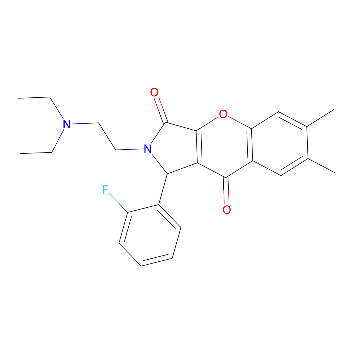 2-(2-(Diethylamino)ethyl)-1-(2-fluorophenyl)-6,7-dimethyl-1,2-dihydrochromeno[2,3-c]pyrrole-3,9-dione molecular structure, CAS 631883-98-2