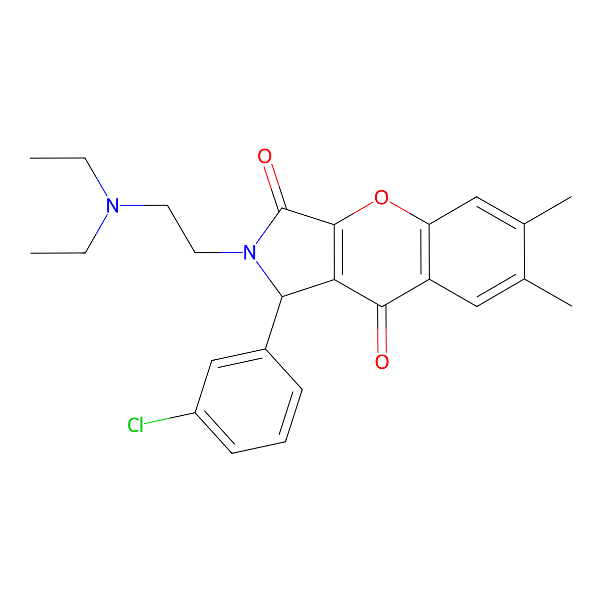 1-(3-Chlorophenyl)-2-(2-(diethylamino)ethyl)-6,7-dimethyl-1,2-dihydrochromeno[2,3-c]pyrrole-3,9-dione molecular structure, CAS 631884-02-1