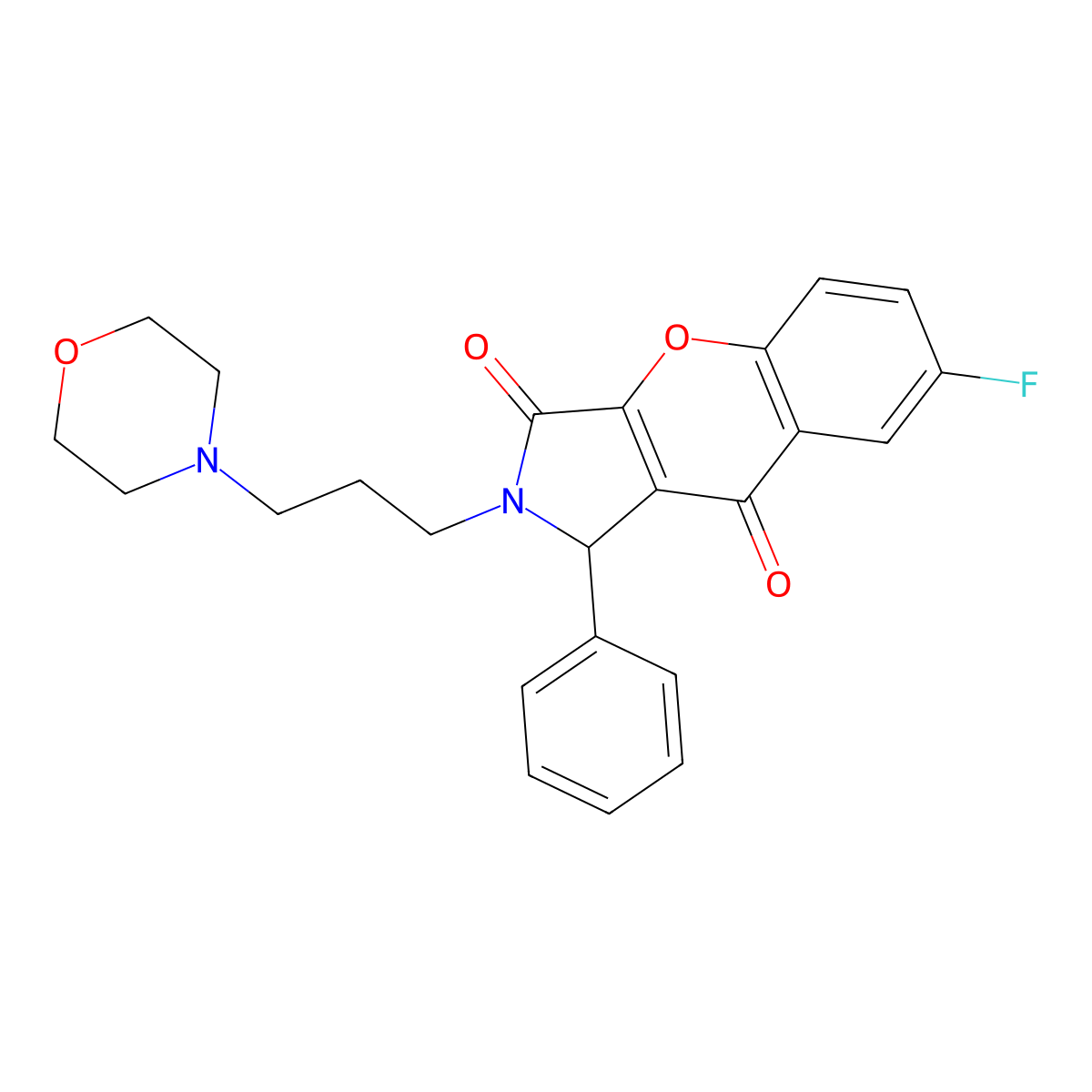 7-Fluoro-2-(3-morpholinopropyl)-1-phenyl-1,2-dihydrochromeno[2,3-c]pyrrole-3,9-dione molecular structure, CAS 631885-34-2