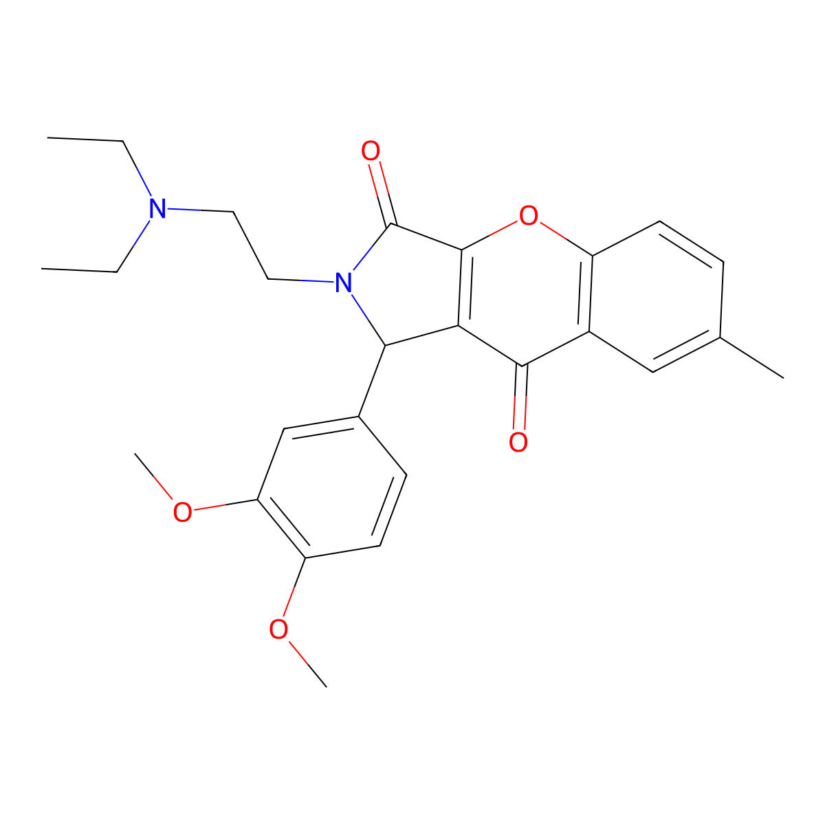 2-(2-(Diethylamino)ethyl)-1-(3,4-dimethoxyphenyl)-7-methyl-1,2-dihydrochromeno[2,3-c]pyrrole-3,9-dione molecular structure, CAS 631886-30-1