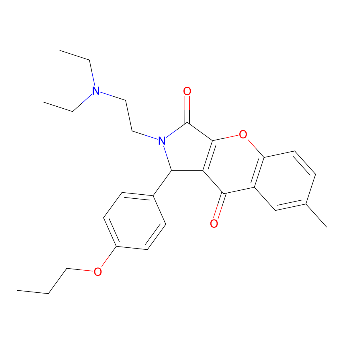 2-(2-(Diethylamino)ethyl)-7-methyl-1-(4-propoxyphenyl)-1,2-dihydrochromeno[2,3-c]pyrrole-3,9-dione molecular structure, CAS 631886-44-7