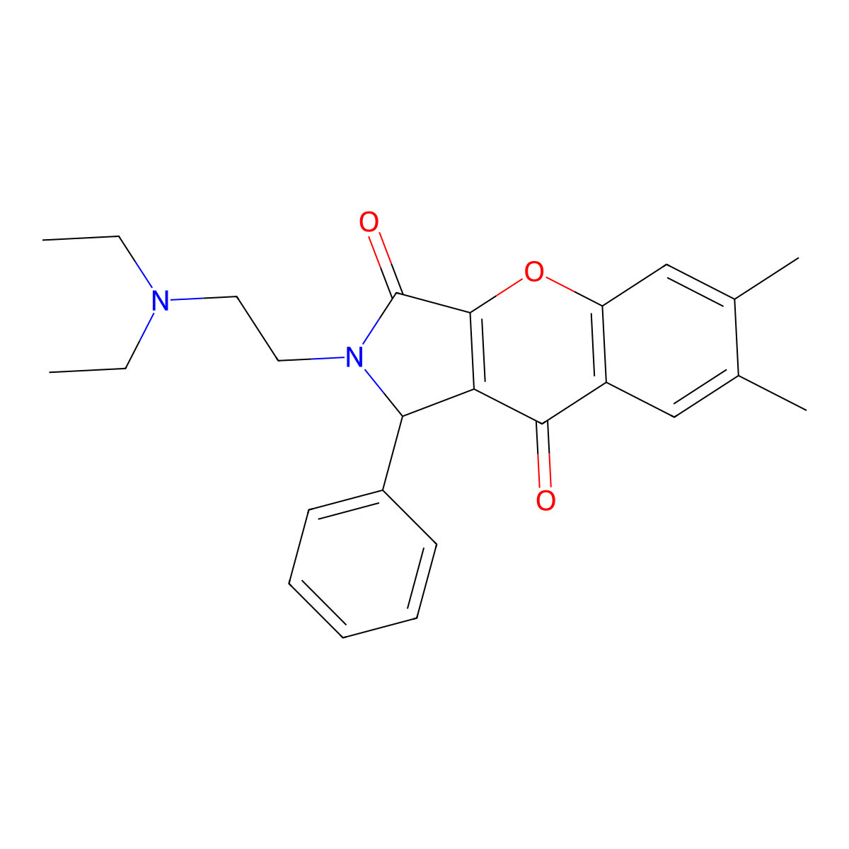 2-(2-(Diethylamino)ethyl)-6,7-dimethyl-1-phenyl-1,2-dihydrochromeno[2,3-c]pyrrole-3,9-dione molecular structure, CAS 631888-33-0