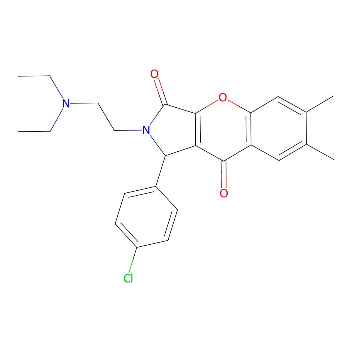 1-(4-Chlorophenyl)-2-(2-(diethylamino)ethyl)-6,7-dimethyl-1,2-dihydrochromeno[2,3-c]pyrrole-3,9-dione molecular structure, CAS 631888-35-2
