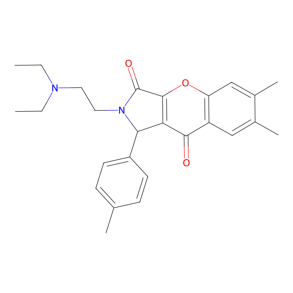 2-(2-(Diethylamino)ethyl)-6,7-dimethyl-1-(p-tolyl)-1,2-dihydrochromeno[2,3-c]pyrrole-3,9-dione molecular structure, CAS 631888-37-4