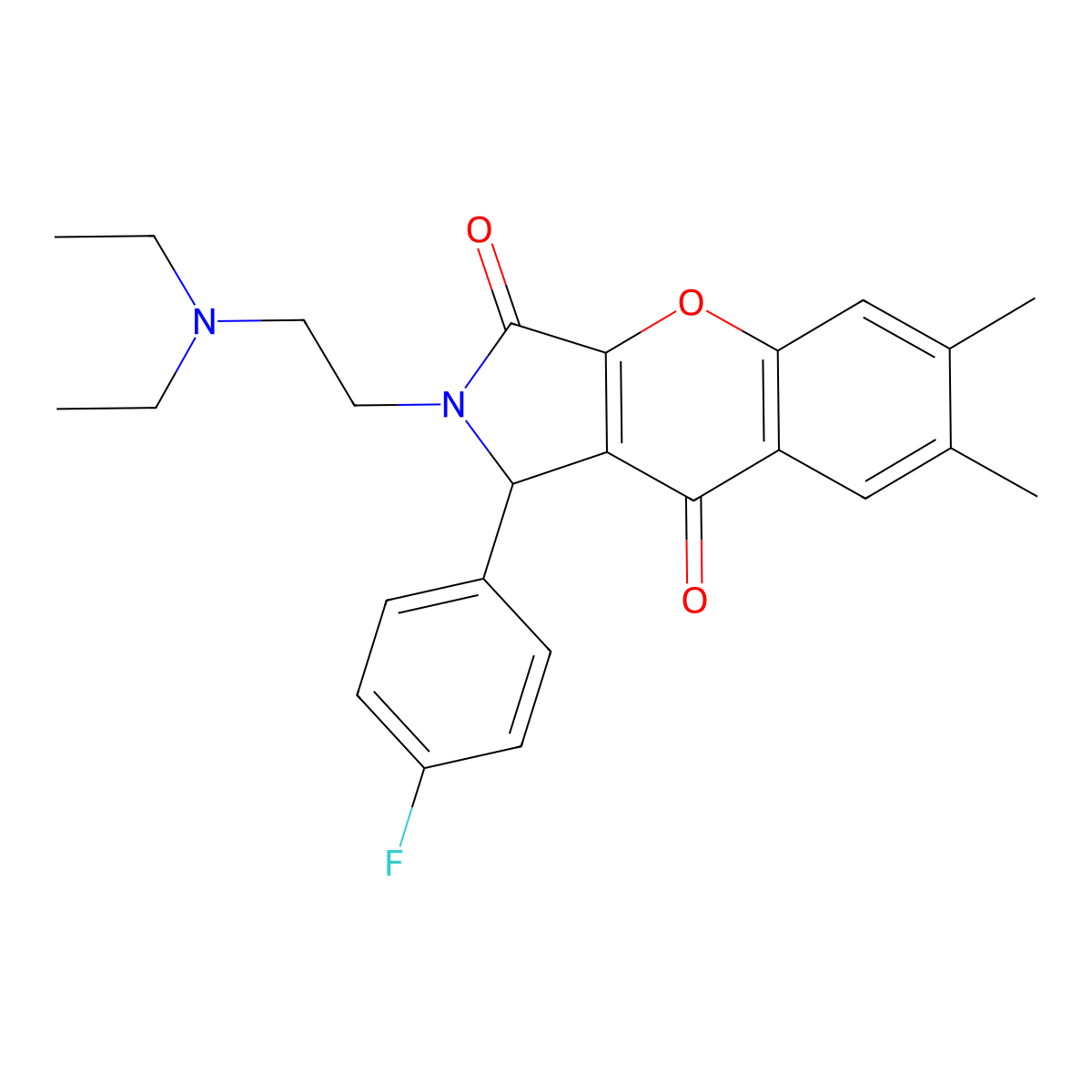 2-(2-(Diethylamino)ethyl)-1-(4-fluorophenyl)-6,7-dimethyl-1,2-dihydrochromeno[2,3-c]pyrrole-3,9-dione molecular structure, CAS 631888-45-4
