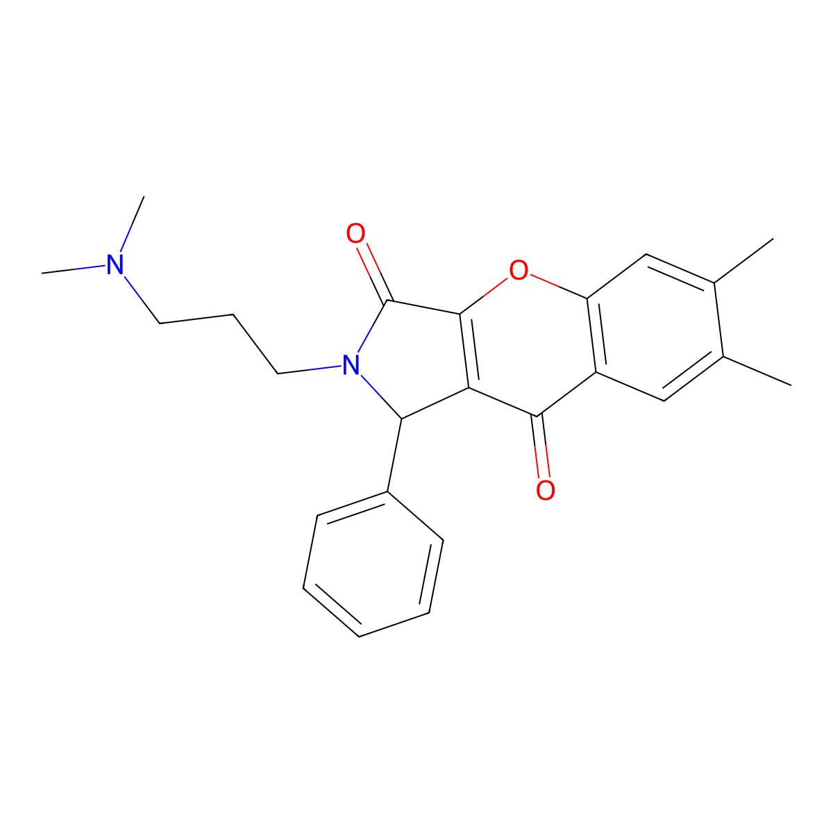 2-(3-(Dimethylamino)propyl)-6,7-dimethyl-1-phenyl-1,2-dihydrochromeno[2,3-c]pyrrole-3,9-dione molecular structure, CAS 631888-87-4