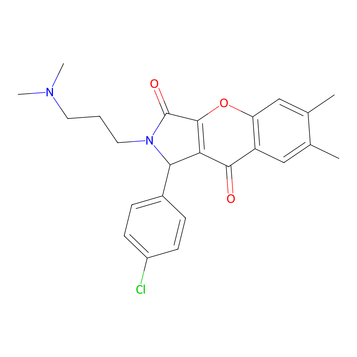 1-(4-Chlorophenyl)-2-(3-(dimethylamino)propyl)-6,7-dimethyl-1,2-dihydrochromeno[2,3-c]pyrrole-3,9-dione molecular structure, CAS 631888-90-9