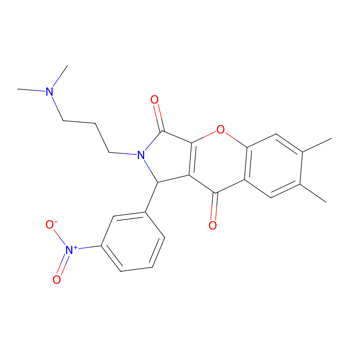 2-(3-(Dimethylamino)propyl)-6,7-dimethyl-1-(3-nitrophenyl)-1,2-dihydrochromeno[2,3-c]pyrrole-3,9-dione molecular structure, CAS 631888-92-1