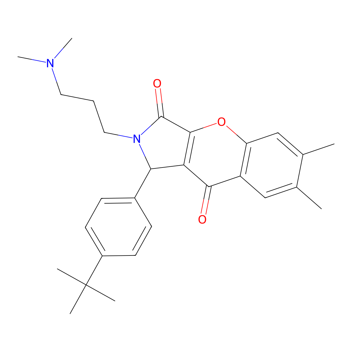 1-(4-tert-butylphenyl)-2-[3-(dimethylamino)propyl]-6,7-dimethyl-1H-chromeno[2,3-c]pyrrole-3,9-dione molecular structure, CAS 631889-04-8