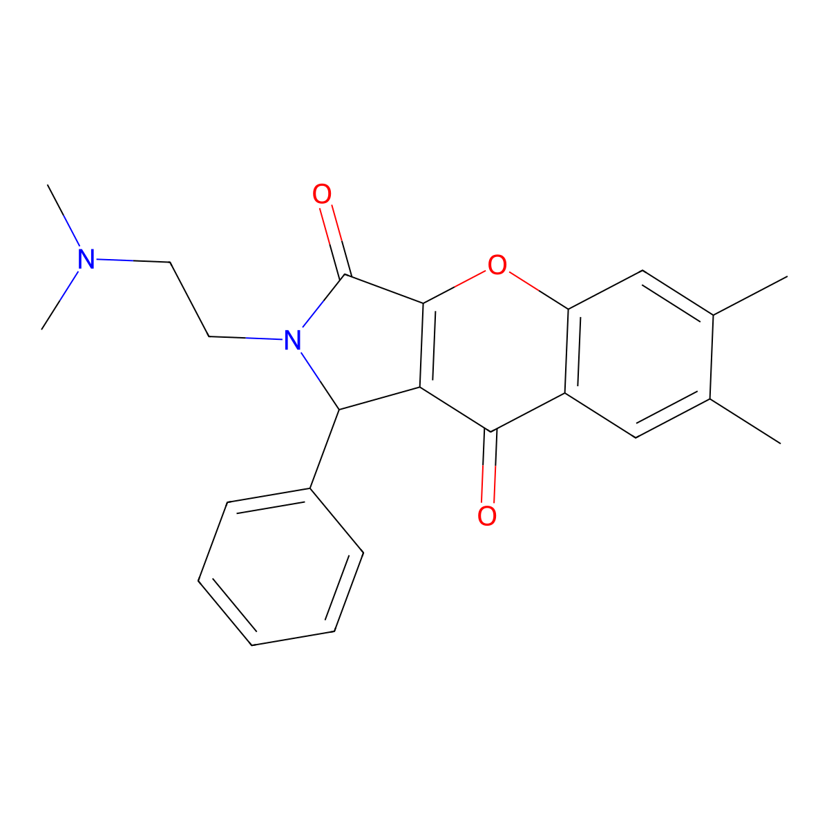 2-(2-(Dimethylamino)ethyl)-6,7-dimethyl-1-phenyl-1,2-dihydrochromeno[2,3-c]pyrrole-3,9-dione molecular structure, CAS 631889-11-7