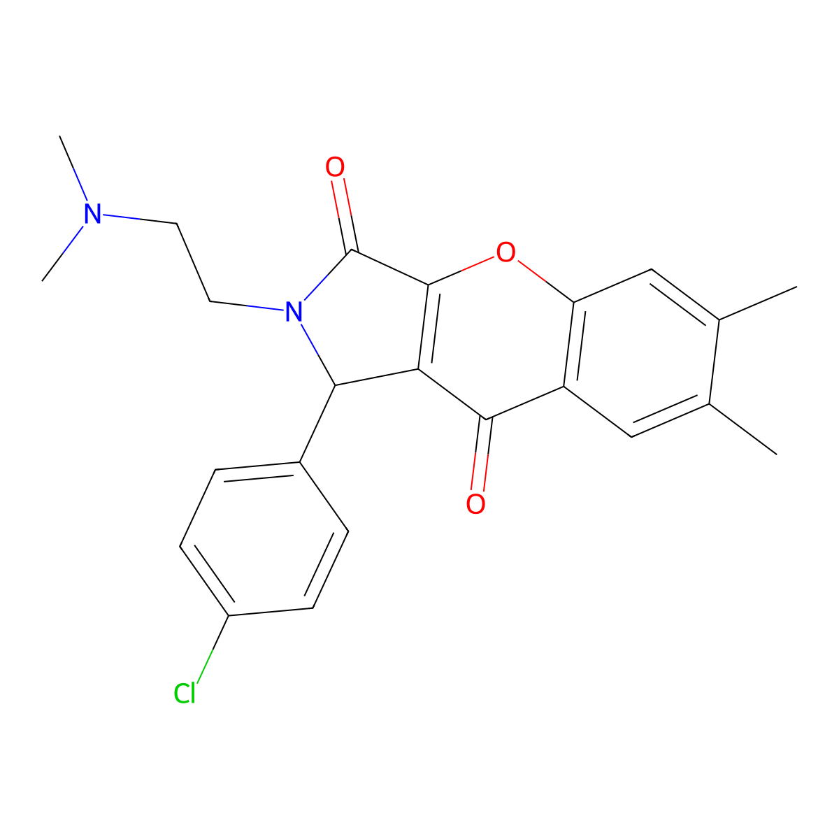 1-(4-Chlorophenyl)-2-(2-(dimethylamino)ethyl)-6,7-dimethyl-1,2-dihydrochromeno[2,3-c]pyrrole-3,9-dione molecular structure, CAS 631889-12-8