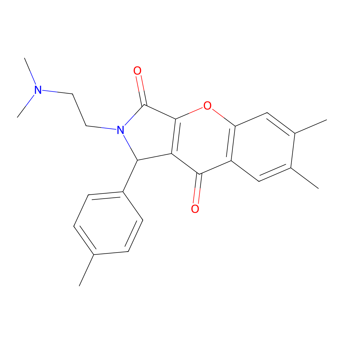 2-(2-(Dimethylamino)ethyl)-6,7-dimethyl-1-(p-tolyl)-1,2-dihydrochromeno[2,3-c]pyrrole-3,9-dione molecular structure, CAS 631889-14-0