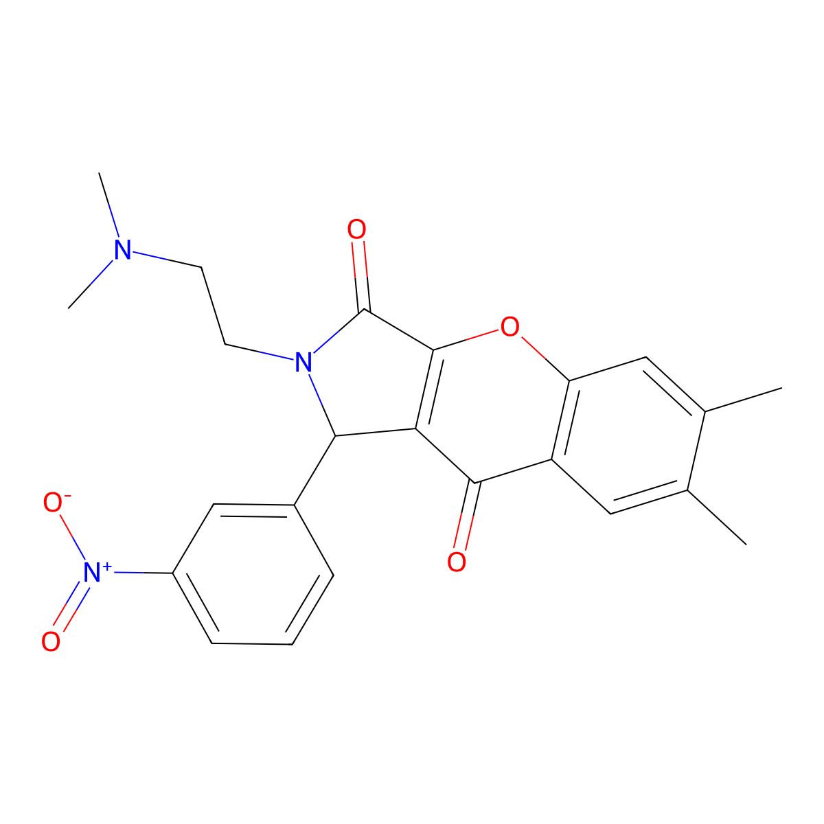 2-(2-(Dimethylamino)ethyl)-6,7-dimethyl-1-(3-nitrophenyl)-1,2-dihydrochromeno[2,3-c]pyrrole-3,9-dione molecular structure, CAS 631889-16-2