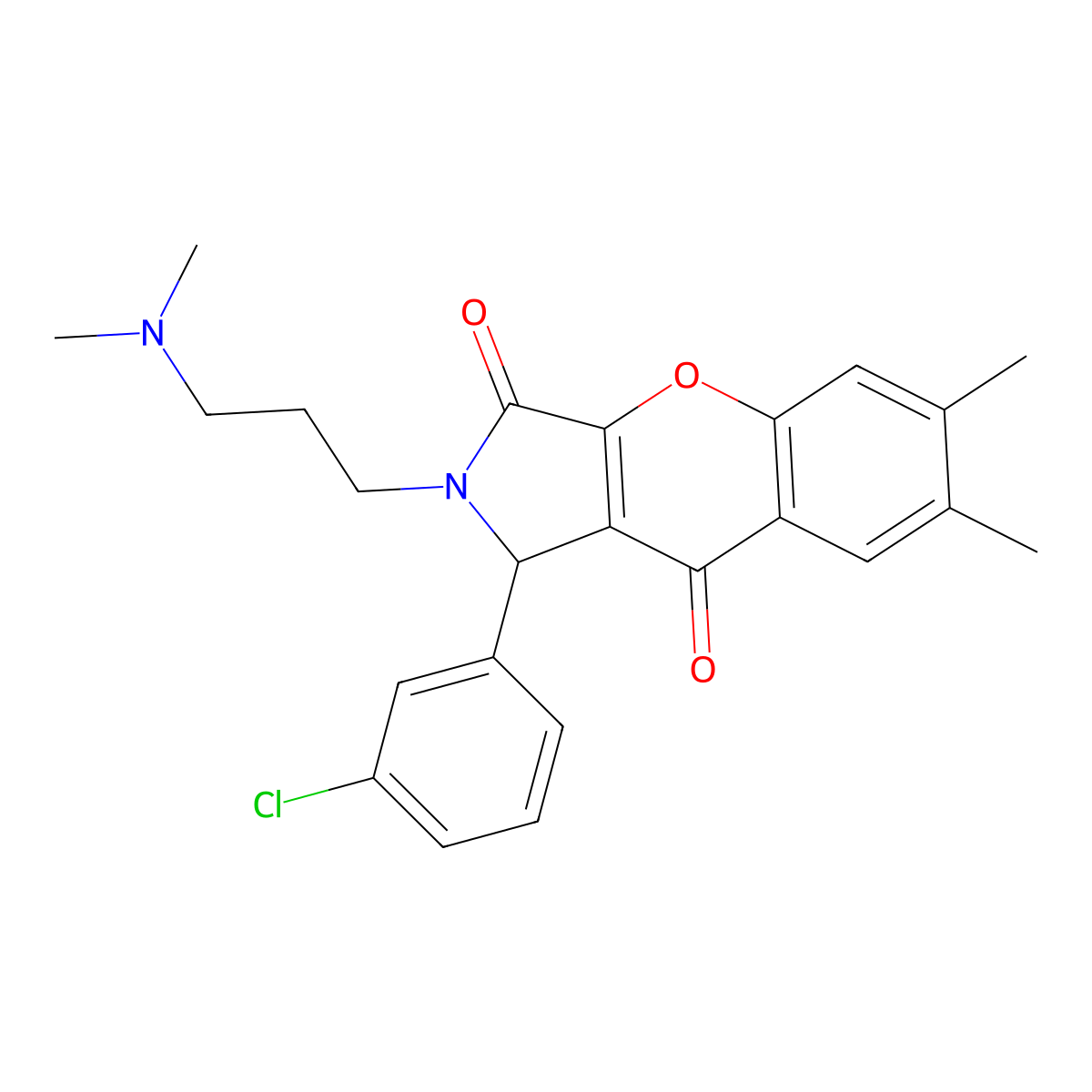 1-(3-Chlorophenyl)-2-(3-(dimethylamino)propyl)-6,7-dimethyl-1,2-dihydrochromeno[2,3-c]pyrrole-3,9-dione molecular structure, CAS 631889-21-9