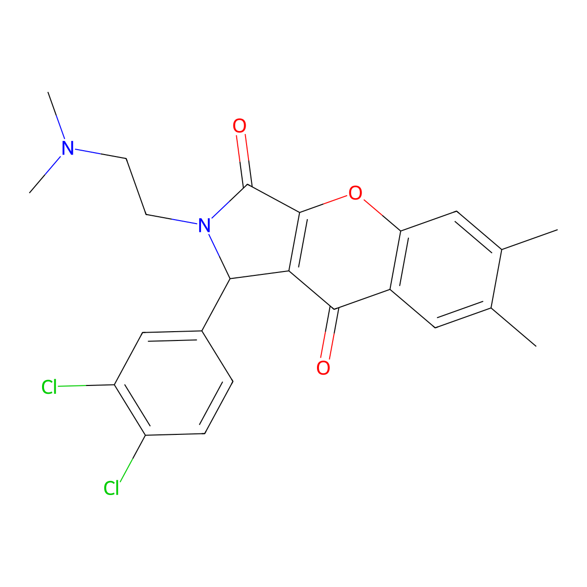 1-(3,4-Dichlorophenyl)-2-(2-(dimethylamino)ethyl)-6,7-dimethyl-1,2-dihydrochromeno[2,3-c]pyrrole-3,9-dione molecular structure, CAS 631889-24-2
