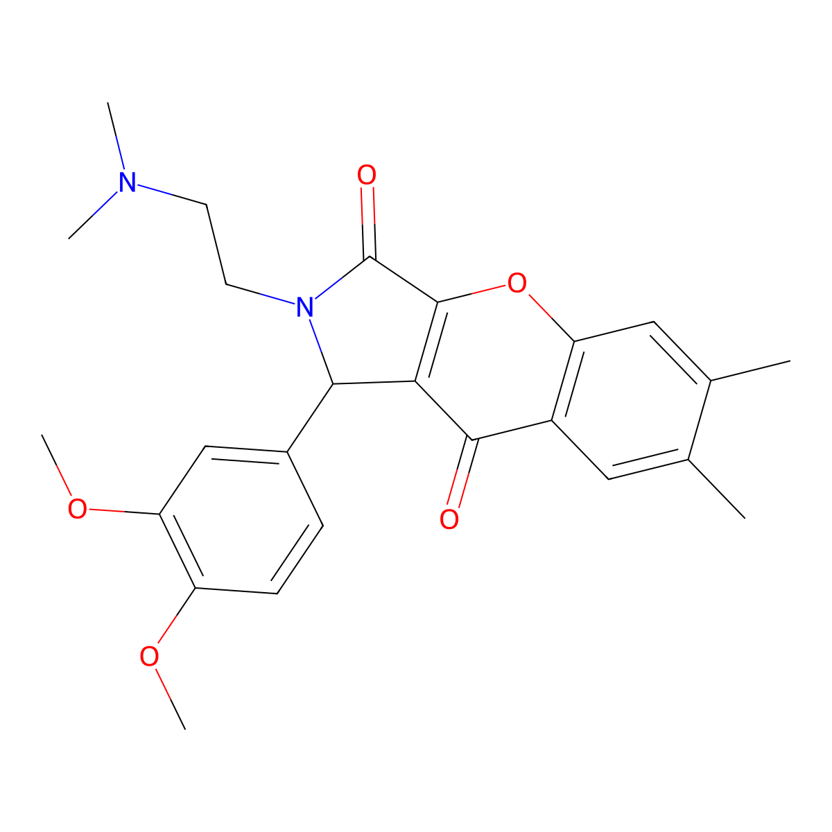 1-(3,4-Dimethoxyphenyl)-2-(2-(dimethylamino)ethyl)-6,7-dimethyl-1,2-dihydrochromeno[2,3-c]pyrrole-3,9-dione molecular structure, CAS 631889-38-8