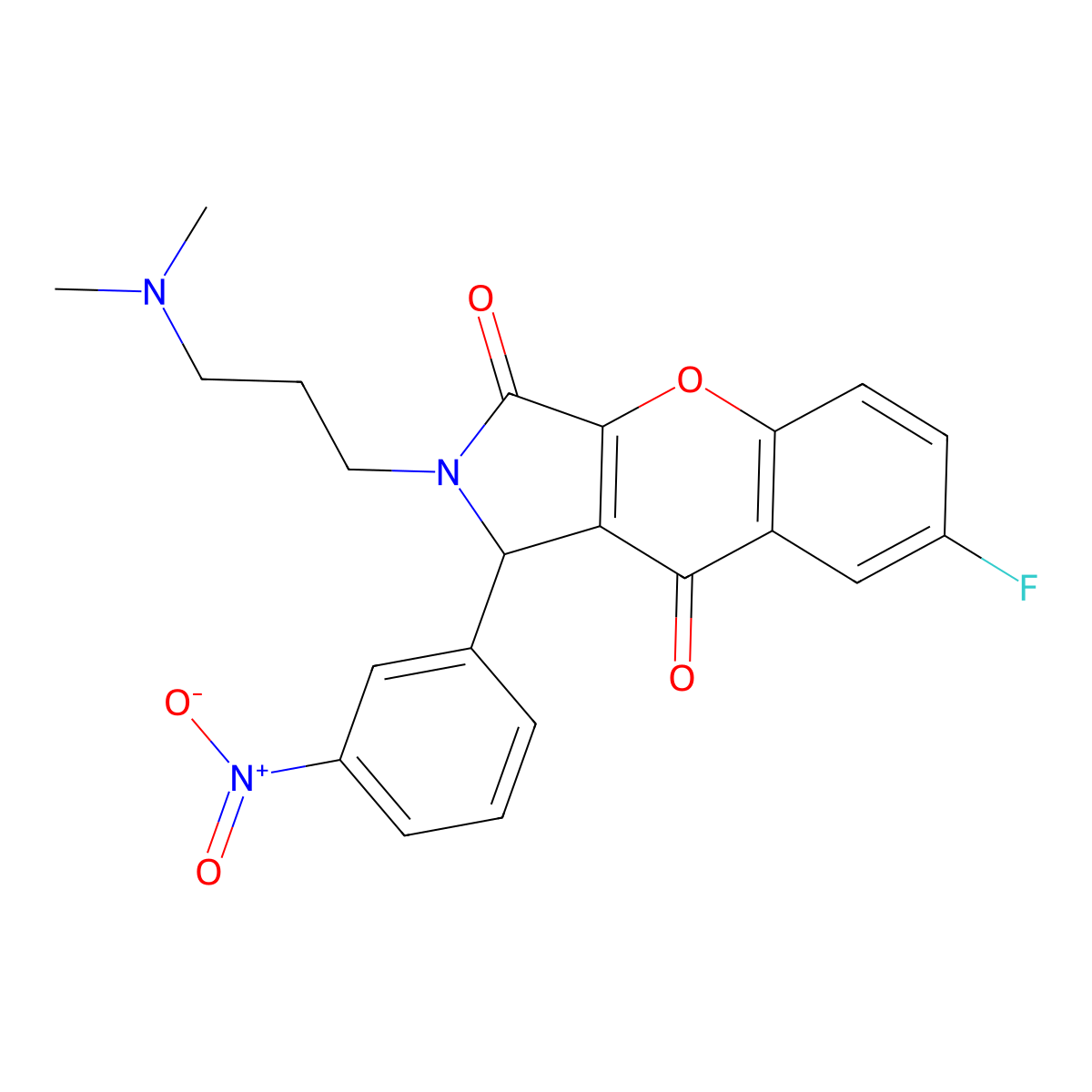 2-[3-(dimethylamino)propyl]-7-fluoro-1-(3-nitrophenyl)-1H-chromeno[2,3-c]pyrrole-3,9-dione molecular structure, CAS 631889-43-5