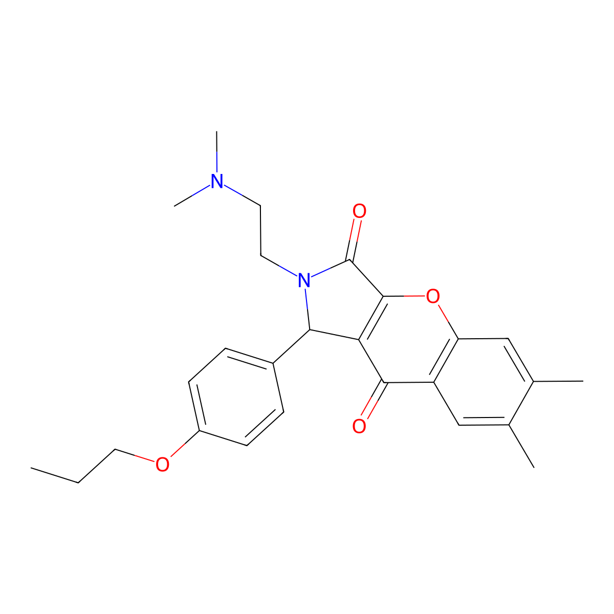 2-(2-(Dimethylamino)ethyl)-6,7-dimethyl-1-(4-propoxyphenyl)-1,2-dihydrochromeno[2,3-c]pyrrole-3,9-dione molecular structure, CAS 631889-52-6