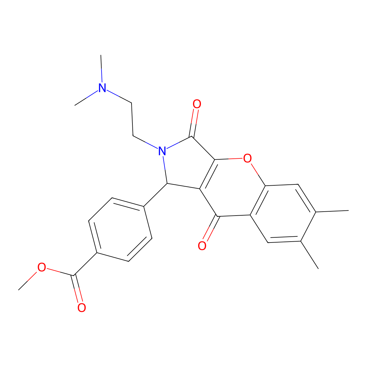 Methyl 4-(2-(2-(dimethylamino)ethyl)-6,7-dimethyl-3,9-dioxo-1,2,3,9-tetrahydrochromeno[2,3-c]pyrrol-1-yl)benzoate molecular structure, CAS 631889-74-2