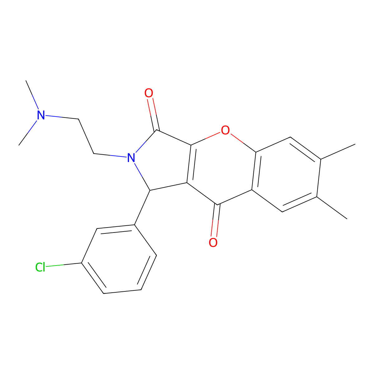 1-(3-Chlorophenyl)-2-(2-(dimethylamino)ethyl)-6,7-dimethyl-1,2-dihydrochromeno[2,3-c]pyrrole-3,9-dione molecular structure, CAS 631889-76-4
