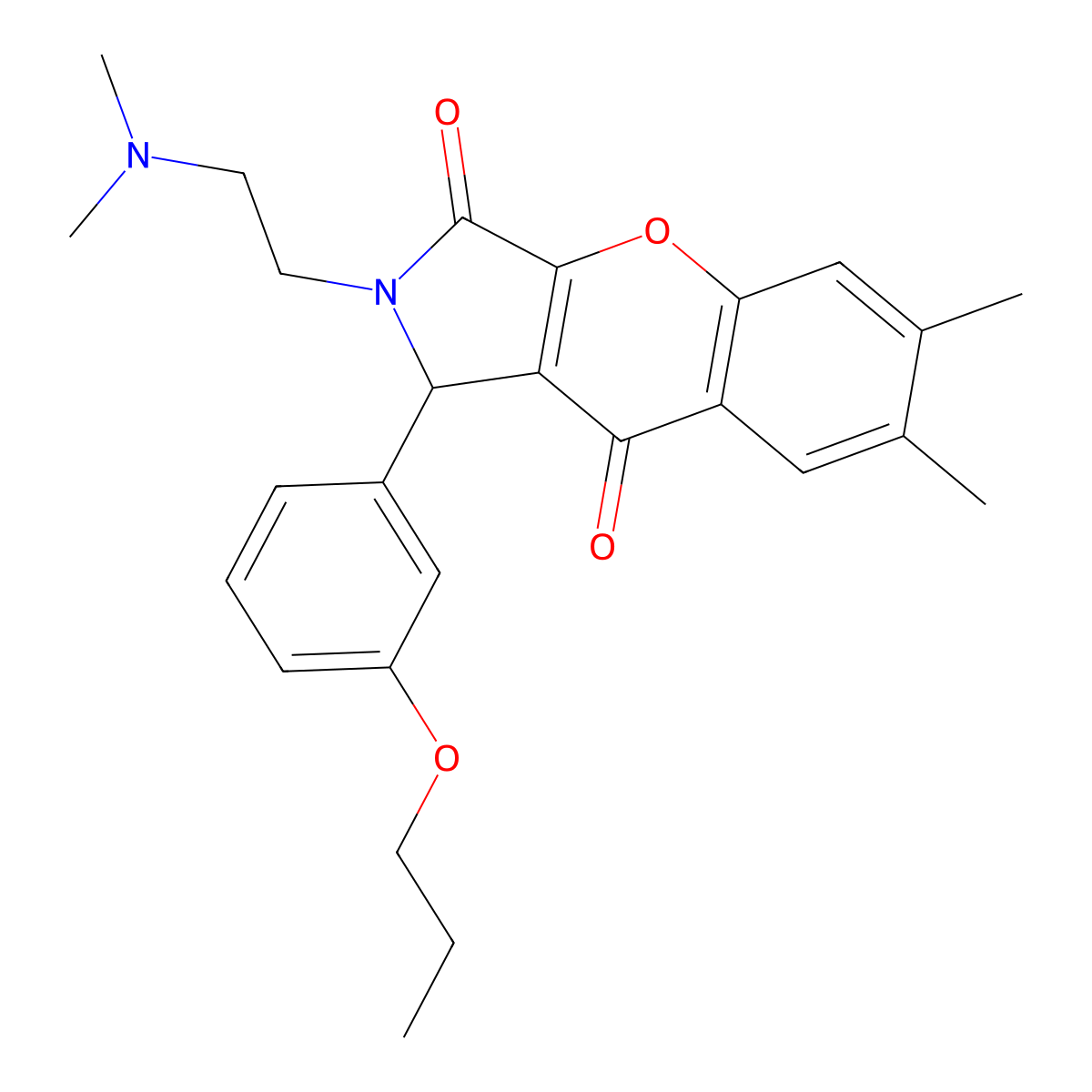 2-(2-(Dimethylamino)ethyl)-6,7-dimethyl-1-(3-propoxyphenyl)-1,2-dihydrochromeno[2,3-c]pyrrole-3,9-dione molecular structure, CAS 631889-80-0