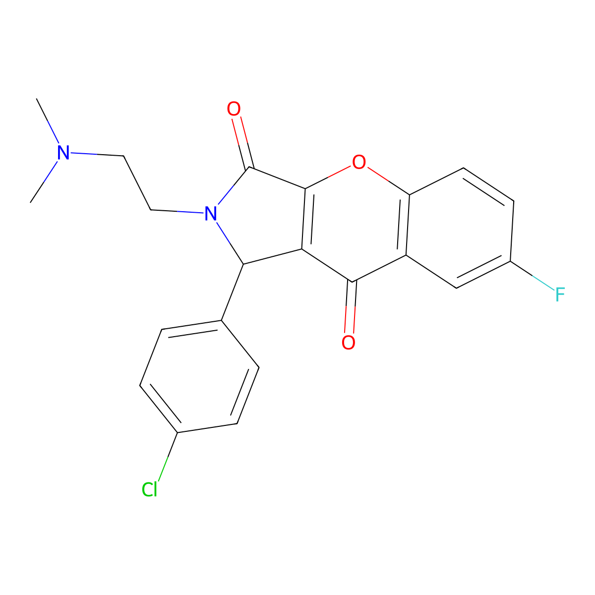 1-(4-Chlorophenyl)-2-[2-(dimethylamino)ethyl]-7-fluoro-1,2-dihydrochromeno[2,3-c]pyrrole-3,9-dione molecular structure, CAS 631890-23-8