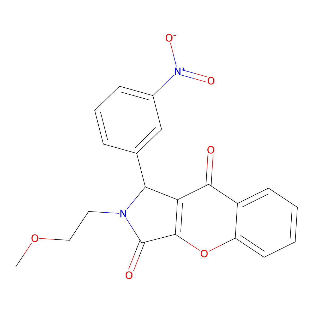 2-(2-methoxyethyl)-1-(3-nitrophenyl)-1H-chromeno[2,3-c]pyrrole-3,9-dione molecular structure, CAS 631891-02-6
