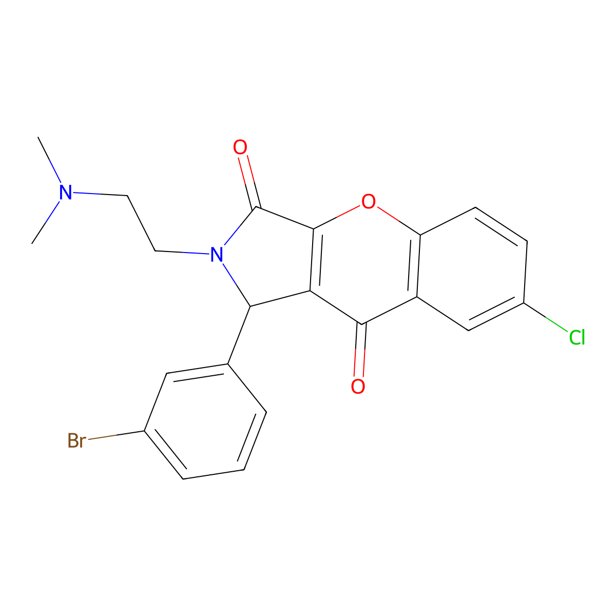 1-(3-Bromophenyl)-7-chloro-2-[2-(dimethylamino)ethyl]-1,2-dihydrochromeno[2,3-c]pyrrole-3,9-dione molecular structure, CAS 631891-42-4