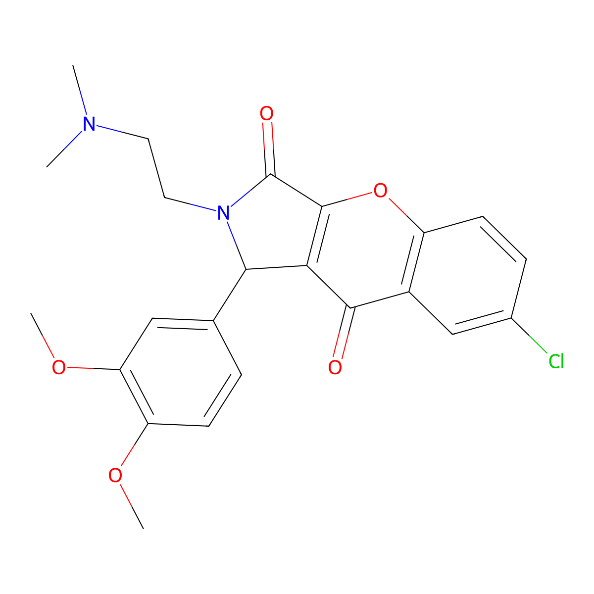 7-Chloro-1-(3,4-dimethoxyphenyl)-2-(2-(dimethylamino)ethyl)-1,2-dihydrochromeno[2,3-c]pyrrole-3,9-dione molecular structure, CAS 631891-62-8