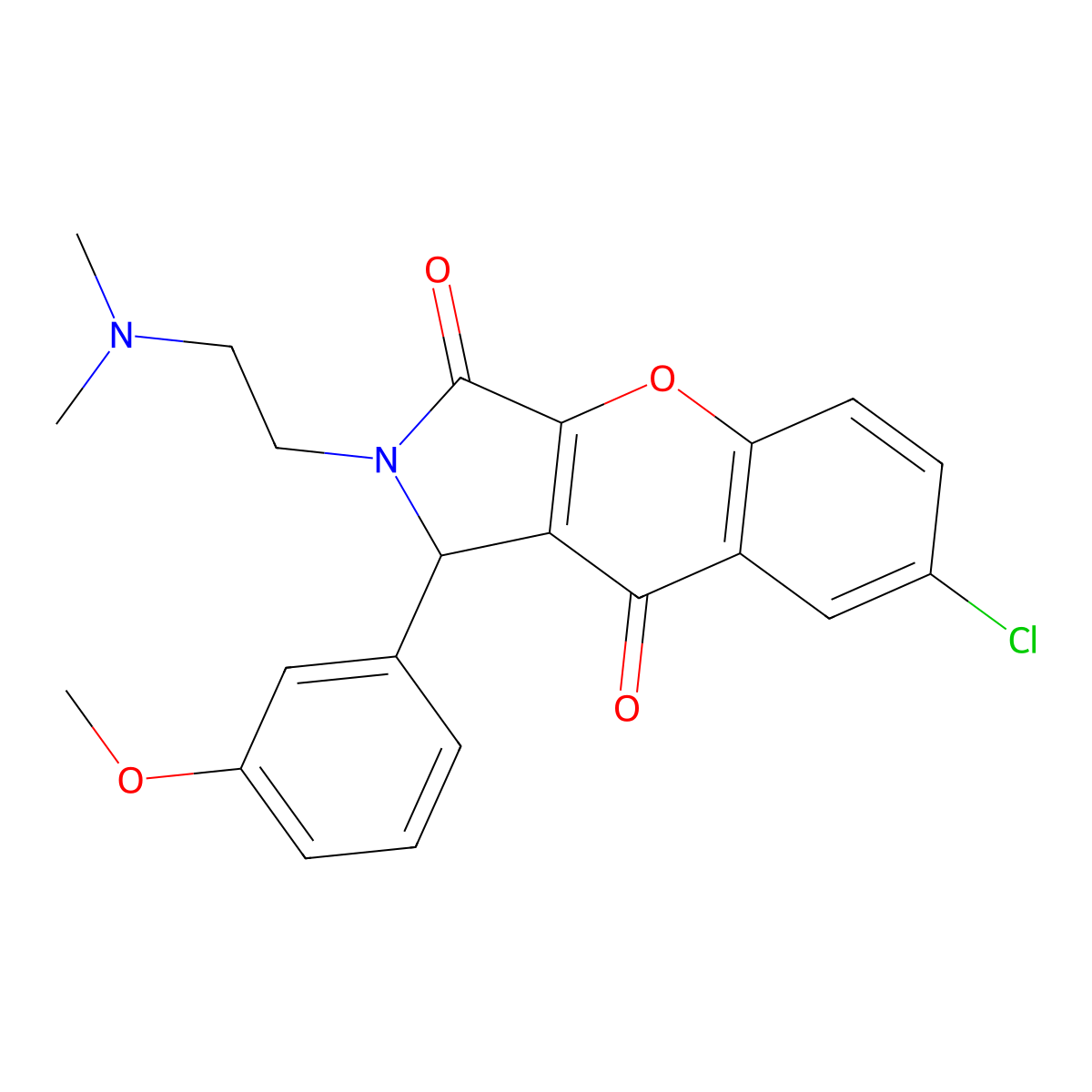 7-Chloro-2-(2-(dimethylamino)ethyl)-1-(3-methoxyphenyl)-1,2-dihydrochromeno[2,3-c]pyrrole-3,9-dione molecular structure, CAS 631891-74-2