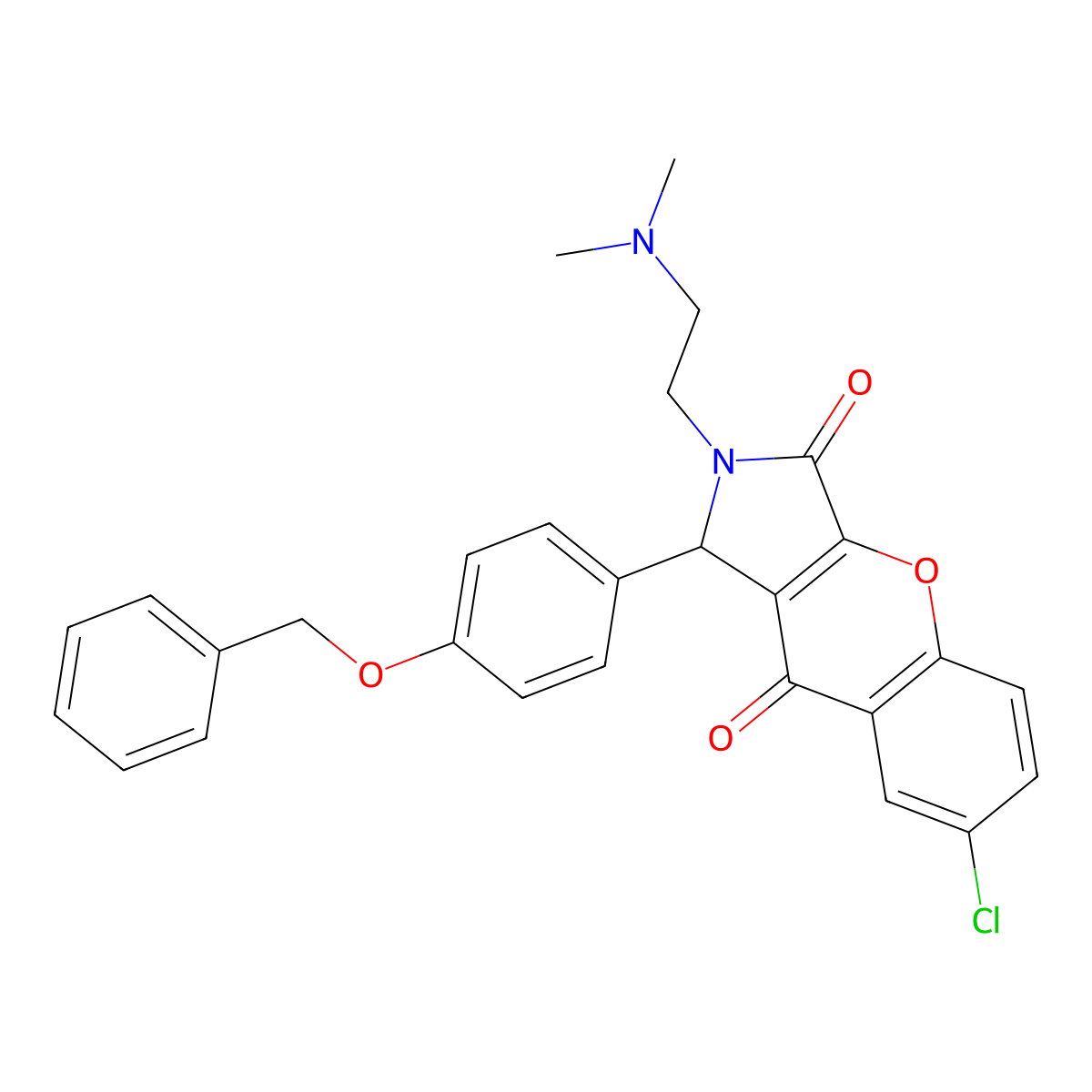 1-(4-(Benzyloxy)phenyl)-7-chloro-2-(2-(dimethylamino)ethyl)-1,2-dihydrochromeno[2,3-c]pyrrole-3,9-dione molecular structure, CAS 631891-82-2