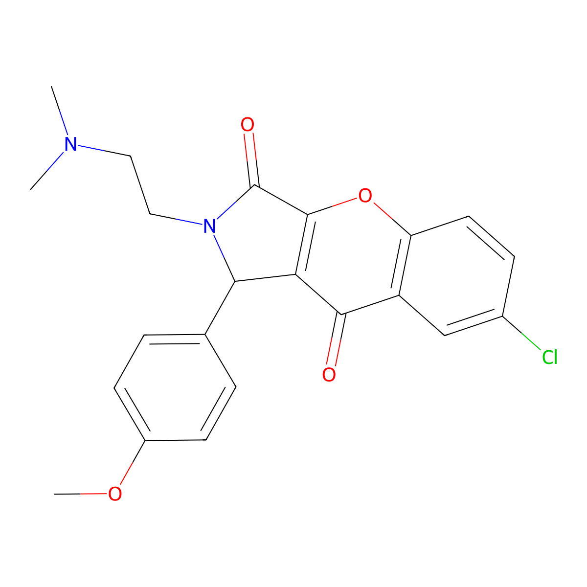 7-Chloro-2-(2-(dimethylamino)ethyl)-1-(4-methoxyphenyl)-1,2-dihydrochromeno[2,3-c]pyrrole-3,9-dione molecular structure, CAS 631891-94-6