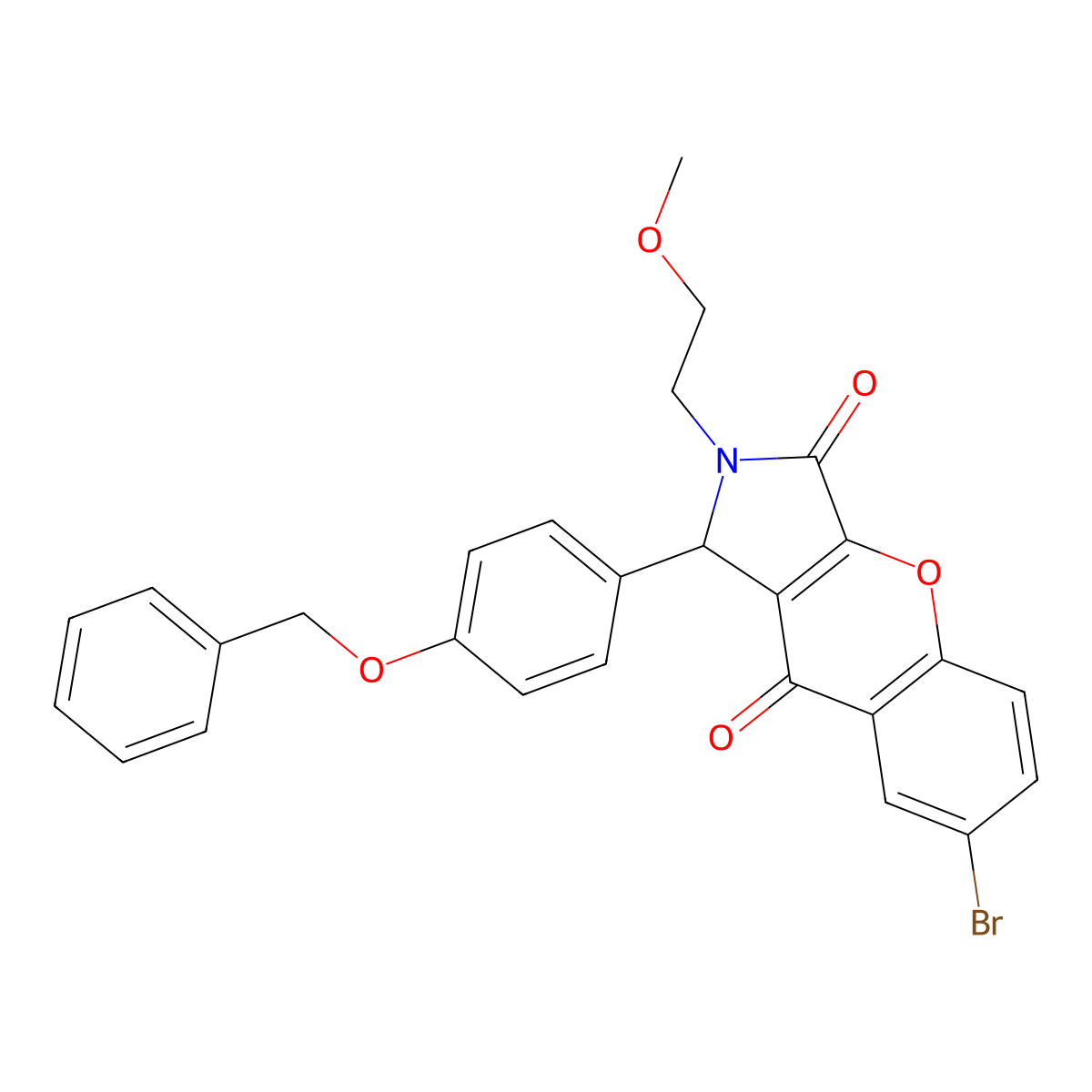 7-bromo-2-(2-methoxyethyl)-1-(4-phenylmethoxyphenyl)-1H-chromeno[2,3-c]pyrrole-3,9-dione molecular structure, CAS 631894-11-6