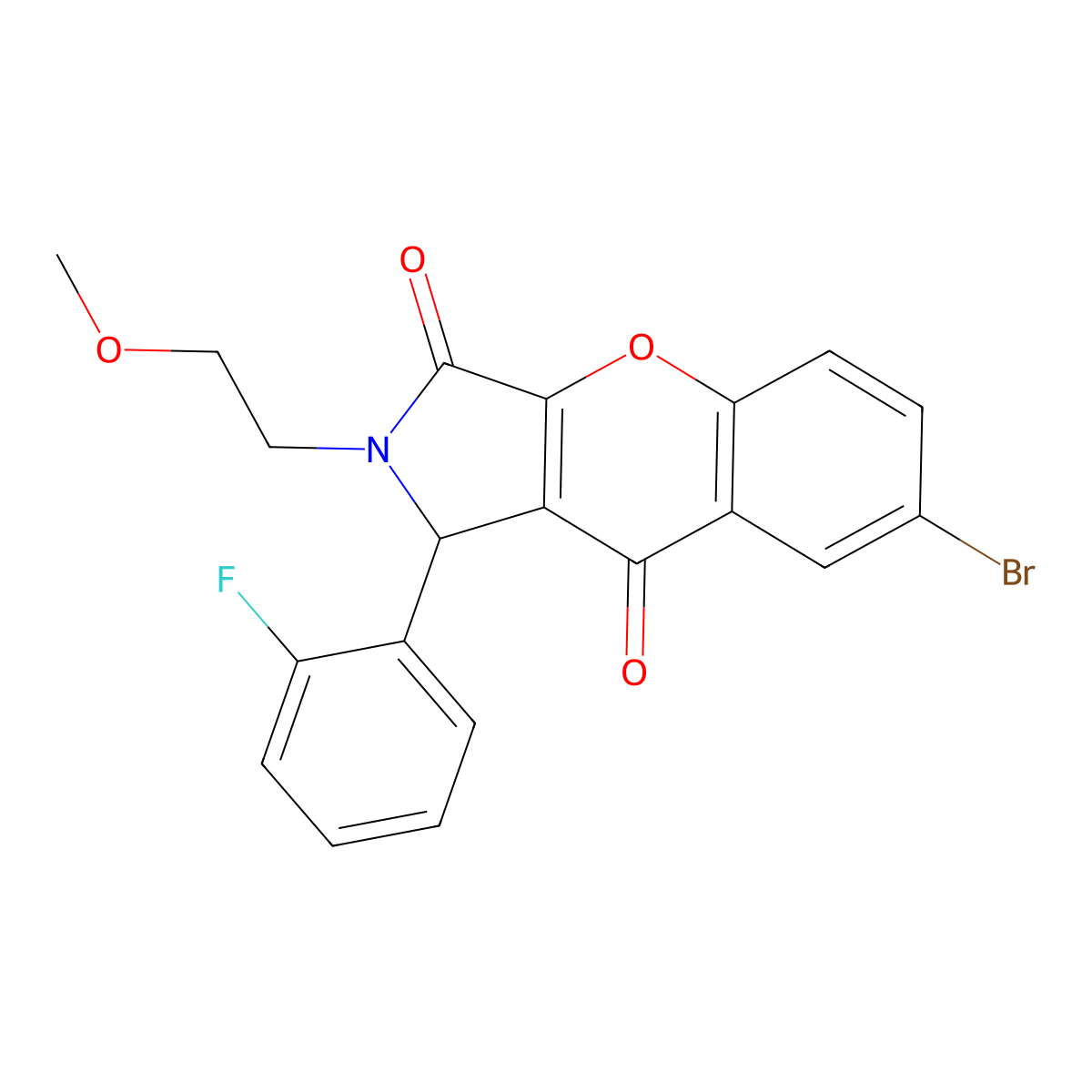 7-Bromo-1-(2-fluorophenyl)-2-(2-methoxyethyl)-1,2-dihydrochromeno[2,3-c]pyrrole-3,9-dione molecular structure, CAS 631894-18-3