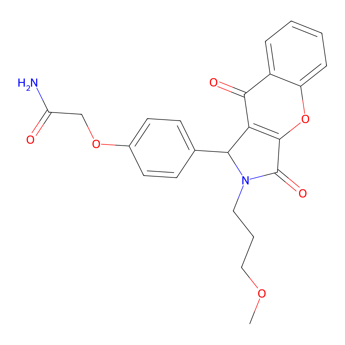 2-{4-[2-(3-Methoxypropyl)-3,9-dioxo-1,2,3,9-tetrahydrochromeno[2,3-c]pyrrol-1-yl]phenoxy}acetamide molecular structure, CAS 631895-85-7