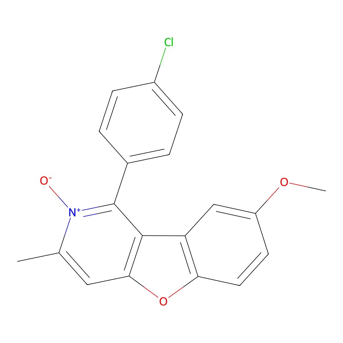 1-(4-Chlorophenyl)-8-methoxy-3-methyl-2-oxido-[1]benzofuro[3,2-c]pyridin-2-ium molecular structure, CAS 631897-76-2