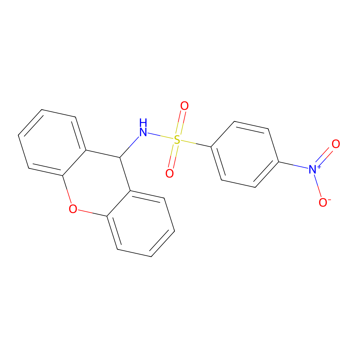 4-Nitro-n-(9h-xanthen-9-yl)benzenesulfonamide molecular structure, CAS 6319-57-9