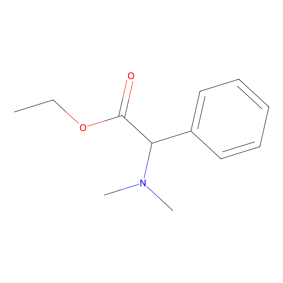 Ethyl 2-(dimethylamino)-2-phenylacetate molecular structure, CAS 6319-70-6
