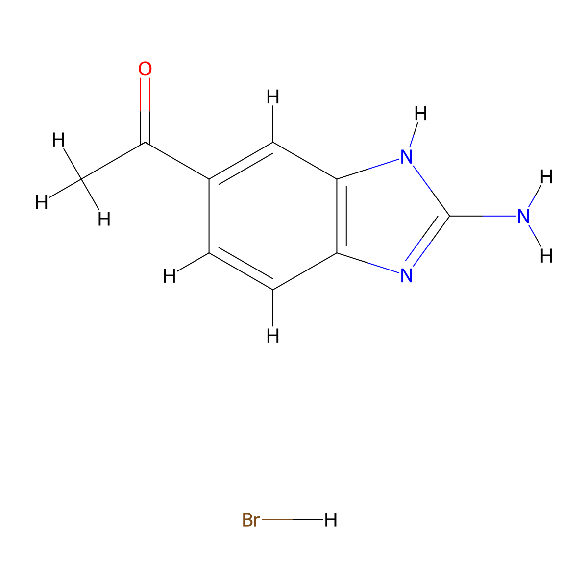 1-(2-amino-1H-1,3-benzodiazol-5-yl)ethan-1-one hydrobromide molecular structure, CAS 63190-07-8