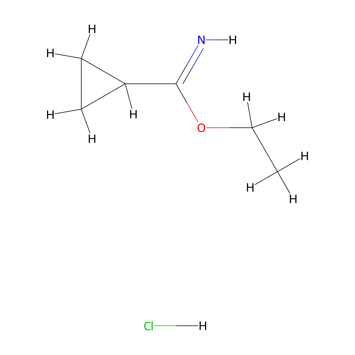 Ethyl cyclopropanecarboximidate hydrochloride molecular structure, CAS 63190-44-3