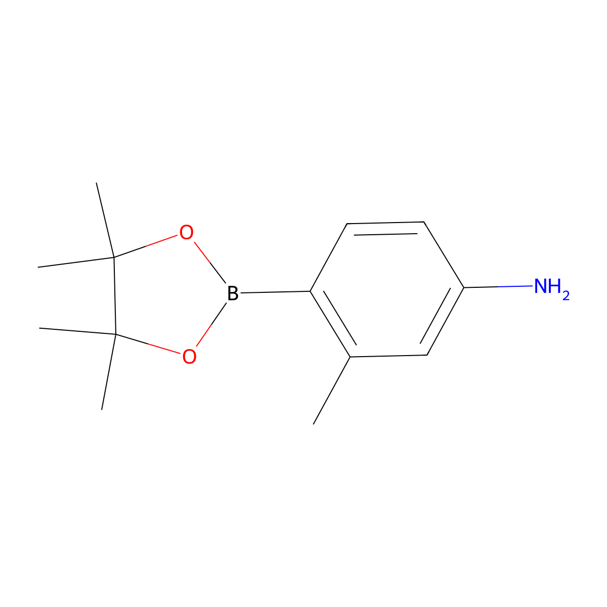 3-Methyl-4-(4,4,5,5-tetramethyl-1,3,2-dioxaborolan-2-yl)aniline molecular structure, CAS 631911-01-8