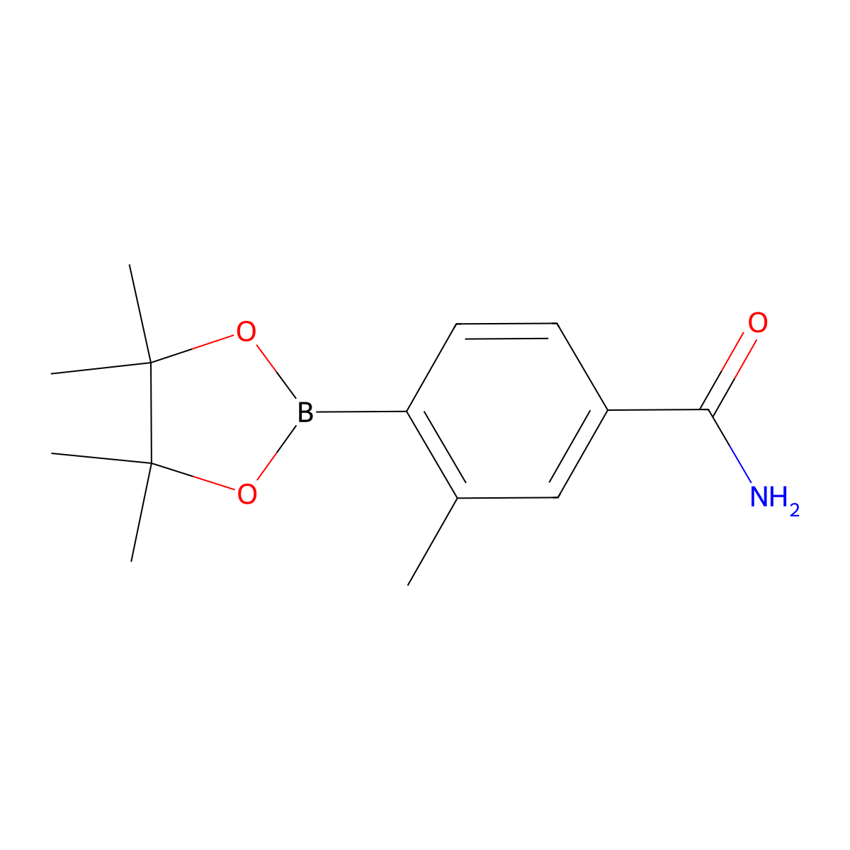 3-Methyl-4-(4,4,5,5-tetramethyl-1,3,2-dioxaborolan-2-yl)-benzamide molecular structure, CAS 631911-09-6