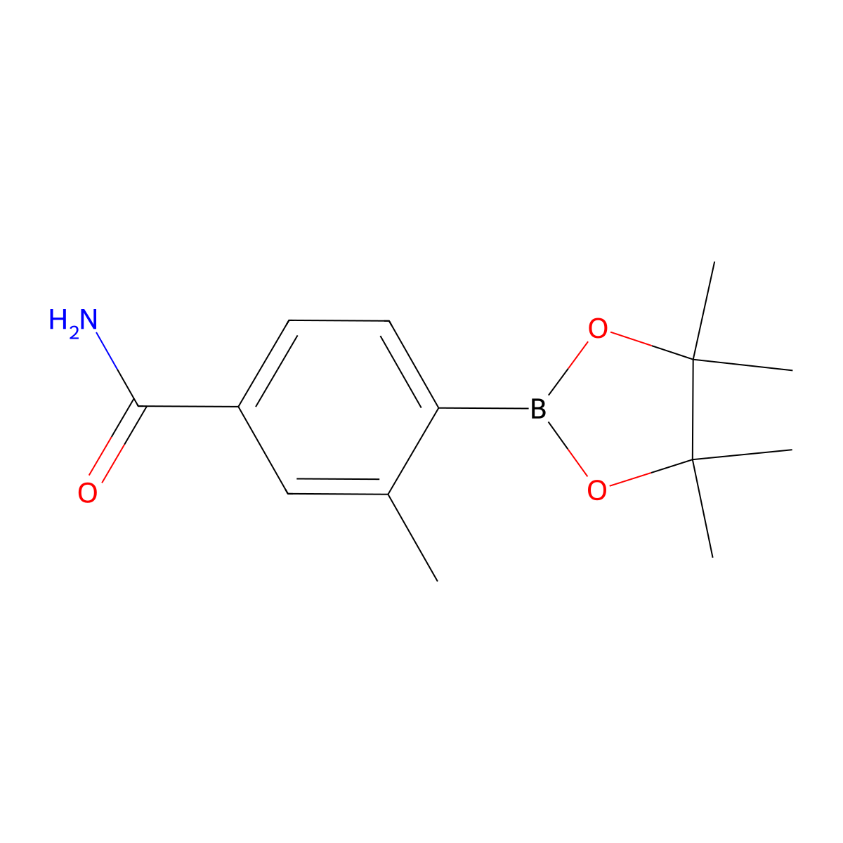 3-Methyl-4-(4,4,5,5-tetramethyl-1,3,2-dioxaborolan-2-yl)-benzamide molecular structure, CAS 631911-09-6